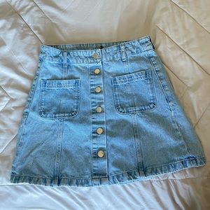 button up light wash denim skirt from h&m